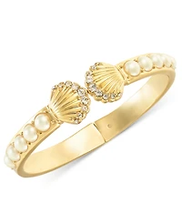 Charter Club Gold-Tone Pave & Imitation Pearl Shell Cuff Bracelet, Exclusively at Macy's