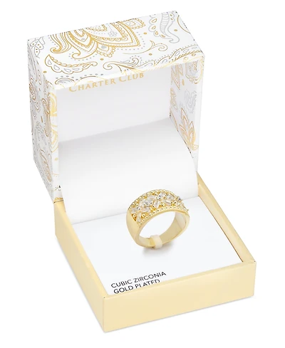 Charter Club Gold-Tone Cubic Zirconia Wide Band Ring, Exclusively at Macy's