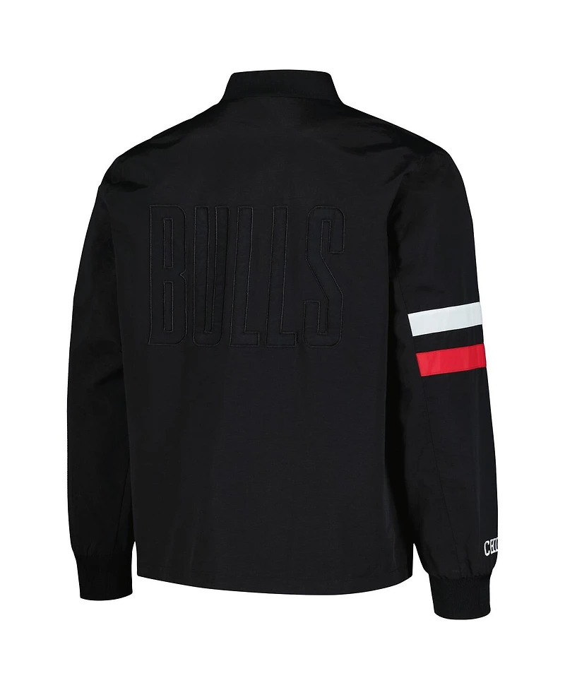 The Wild Collective Men's and Women's Black Chicago Bulls Stitch Applique Full-Zip Bomber Jacket