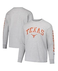 Champion Big Boys and Girls Gray Texas Longhorns Distressed Arch Over Logo Long Sleeve T-Shirt