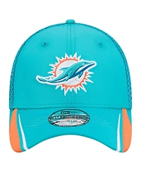 New Era Men's Aqua Miami Dolphins Game Day Linear 39THIRTY Flex Hat