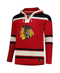 '47 Brand Men's Red Chicago Blackhawks Big Tall Superior Lacer Fleece Pullover Hoodie