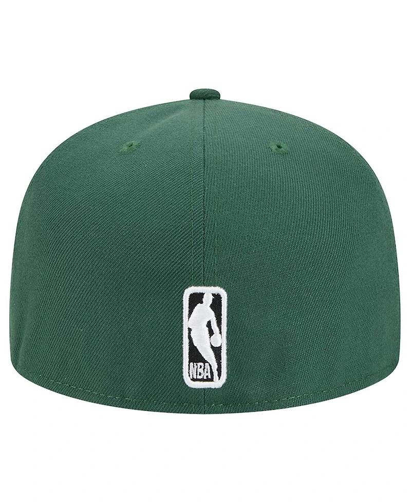 New Era Men's Hunter Green Milwaukee Bucks Sport Night Script Sided 59FIFTY Fitted Hat