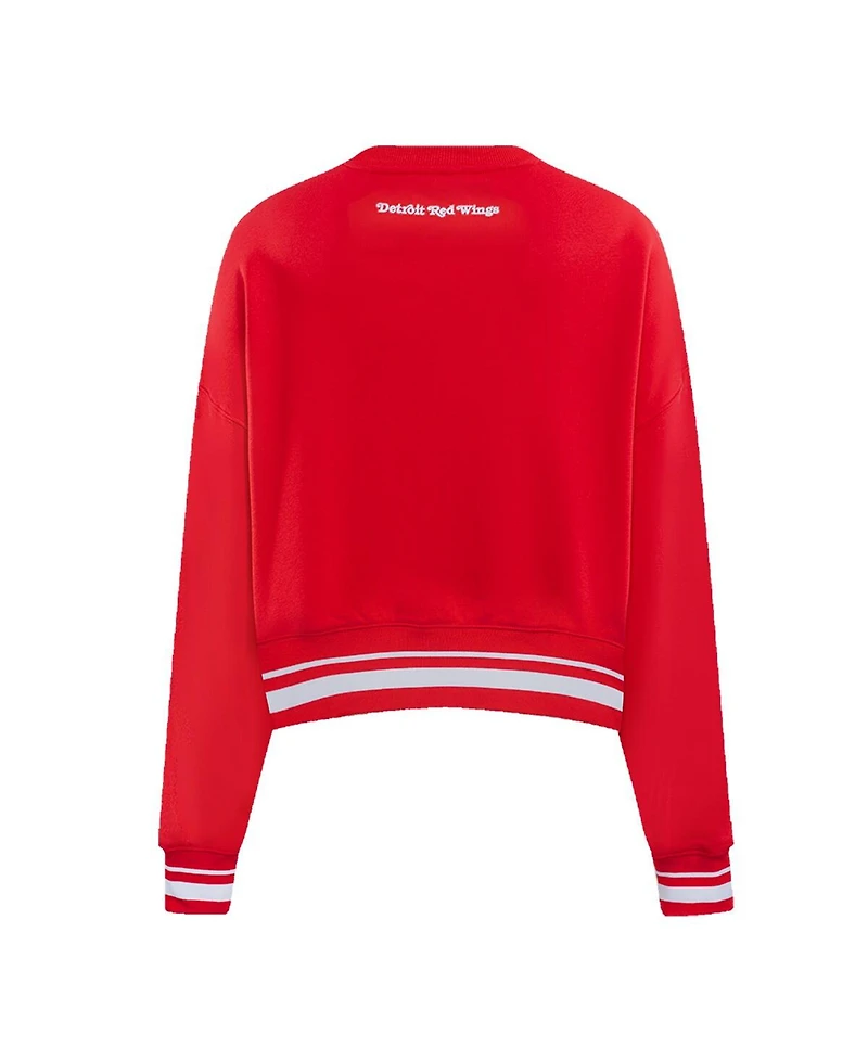 Pro Standard Women's Red Detroit Wings Area Code Cropped Pullover Sweatshirt