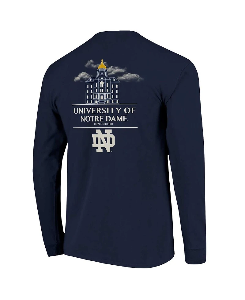 Image One Men's Navy Notre Dame Fighting Irish Comfort Colors Campus Nights Long Sleeve T-Shirt