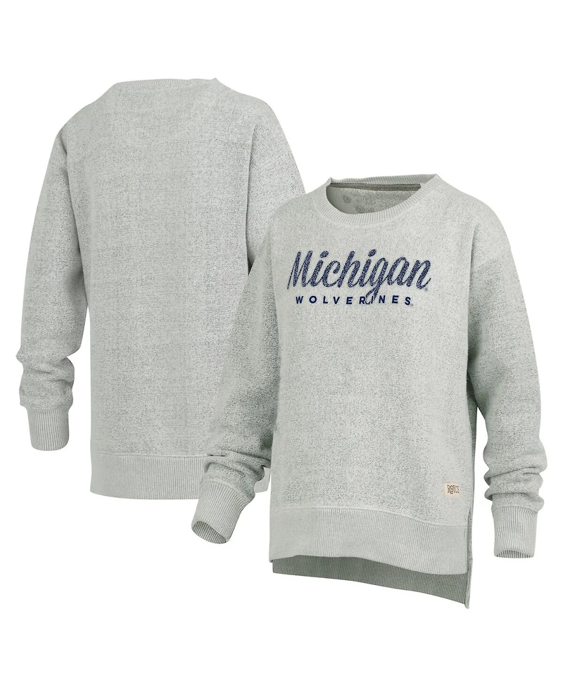 Pressbox Women's Heather Gray Michigan Wolverines Torrington Pullover Sweatshirt