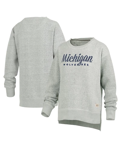 Pressbox Women's Heather Gray Michigan Wolverines Torrington Pullover Sweatshirt