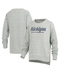 Pressbox Women's Heather Gray Michigan Wolverines Torrington Pullover Sweatshirt