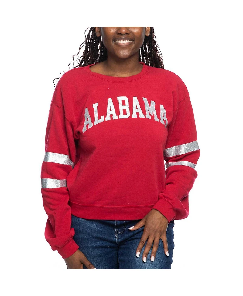 ZooZatz Women's Crimson Alabama Tide Glitter Pullover Sweatshirt