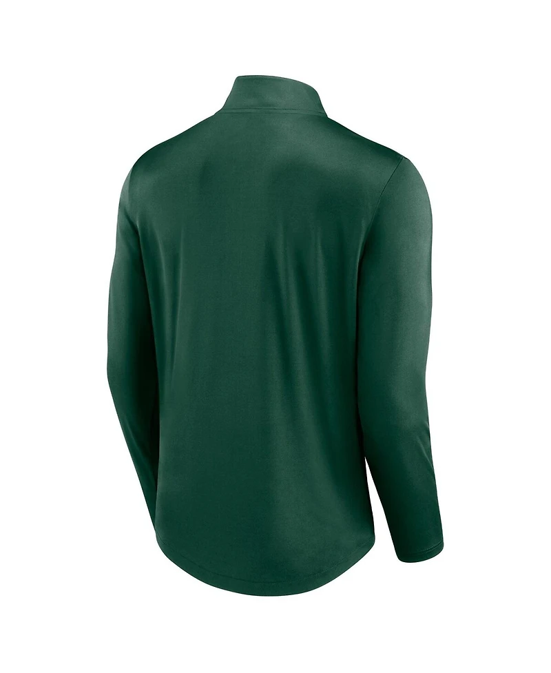 Fanatics Men's Green Miami Hurricanes Quarterback Mock Neck Quarter-Zip Top