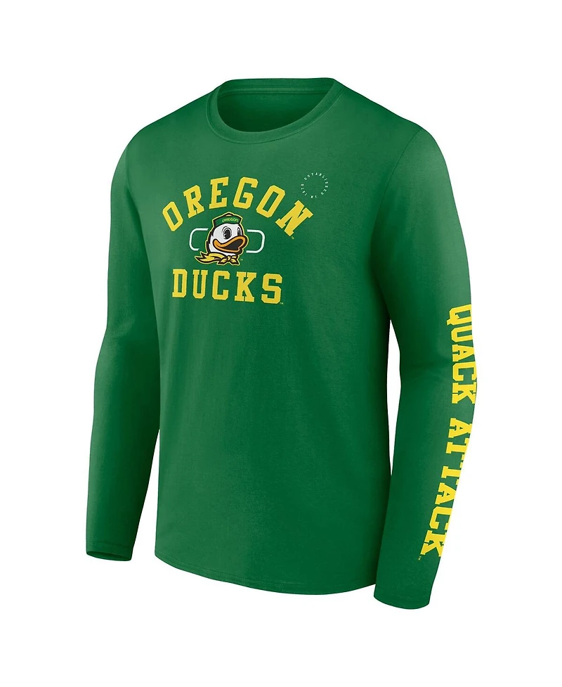 Fanatics Men's Apple Green Oregon Ducks Modern Arch 2-Hit Long Sleeve T-Shirt