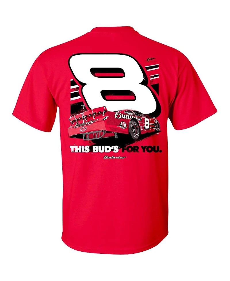 Jr Motorsports Official Team Apparel Men's Red Dale Earnhardt Jr. Budweiser Car T-Shirt