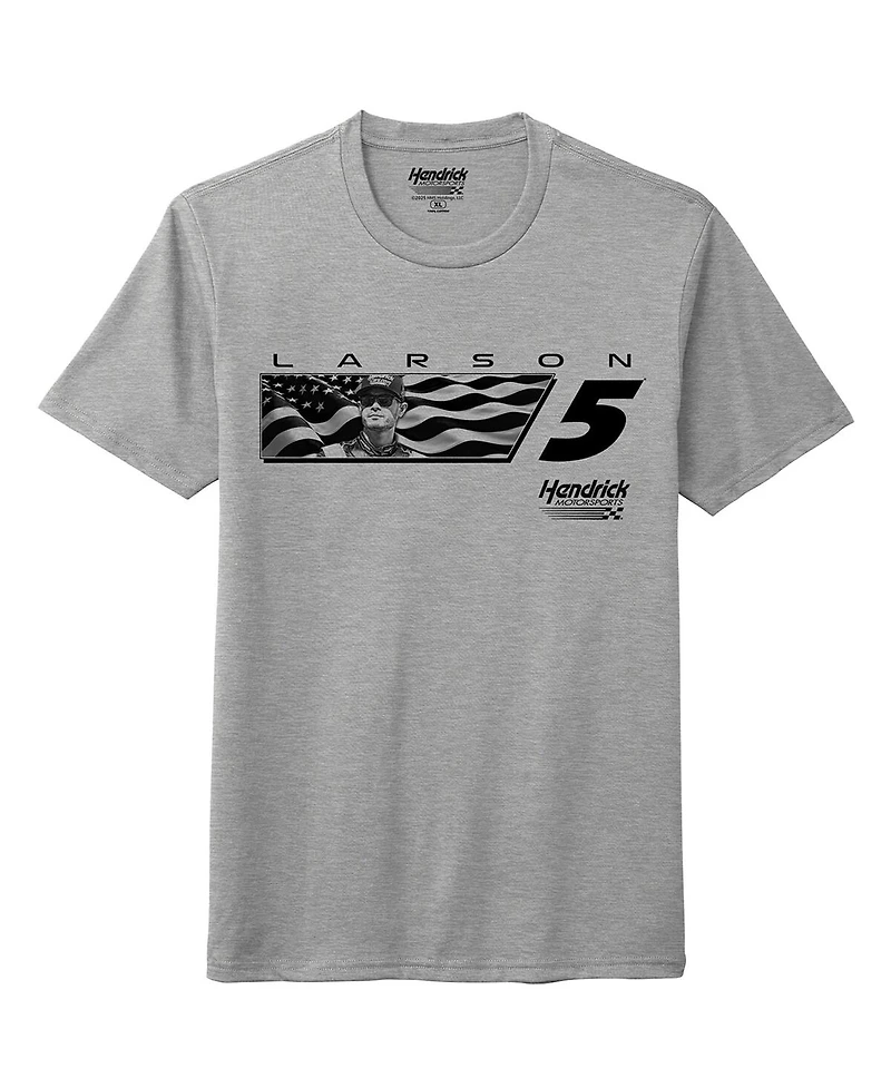 Hendrick Motorsports Team Collection Men's Heather Gray Kyle Larson Flag Tri-Blend T-Shirt