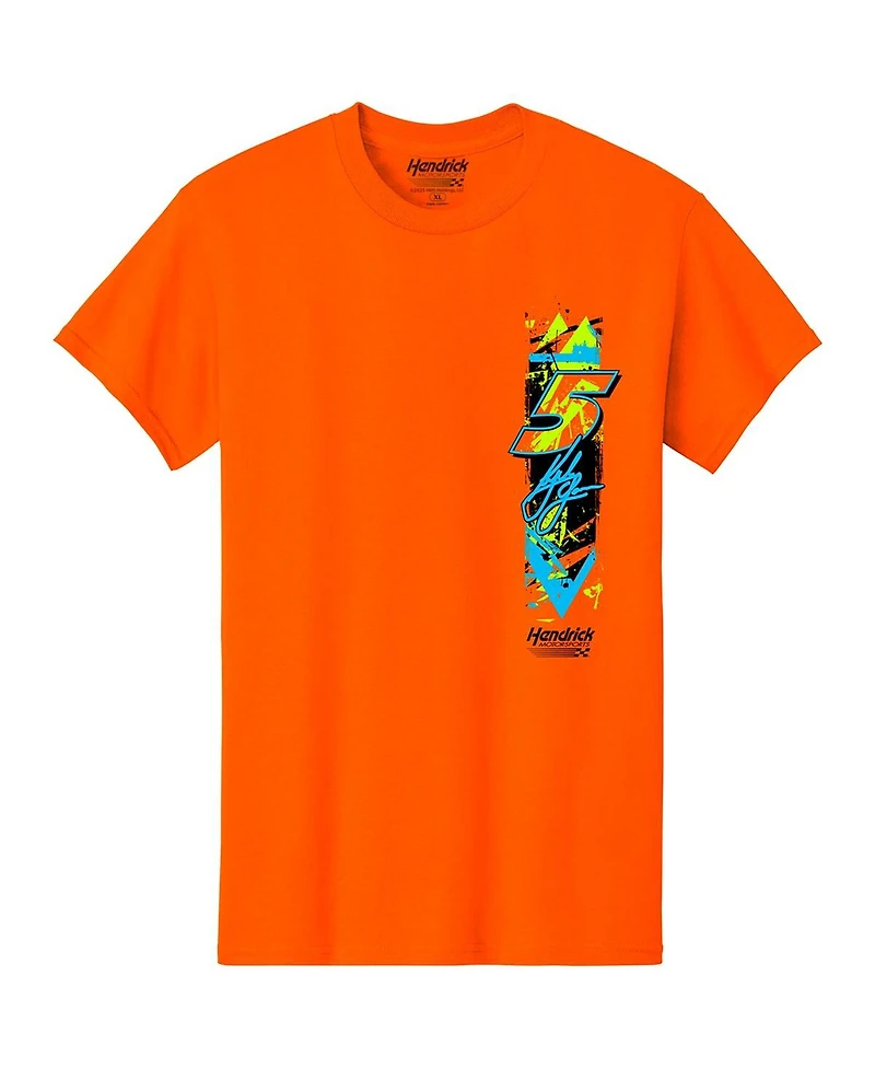 Hendrick Motorsports Team Collection Men's Orange Kyle Larson Neon Name Number T-Shirt