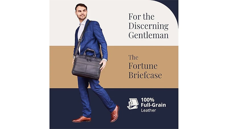 Luxorro Slim Leather Briefcase - Sleek & Elegant Perfect for Daily Usage