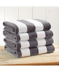 Linery & Co. 100% Cotton Velour Cabana Stripe Oversized Beach Towel