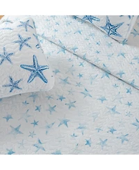 Linery & Co. Blue Starfish Microfiber Quilt Set With Shams