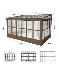 Mondawe 10x14FT Wall Mounted Solarium with Sloping Polycarbonate Roof