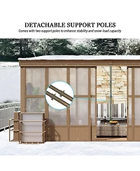 Mondawe 12x16FT Lean-to Sunroom,Wall Mounted Solarium with Sloping Polycarbonate Roof