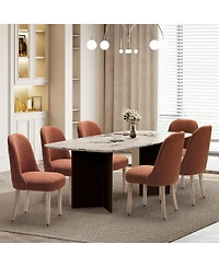 Mid-Century Modern Upholstered Boucle Dining Chair (Set of 6)