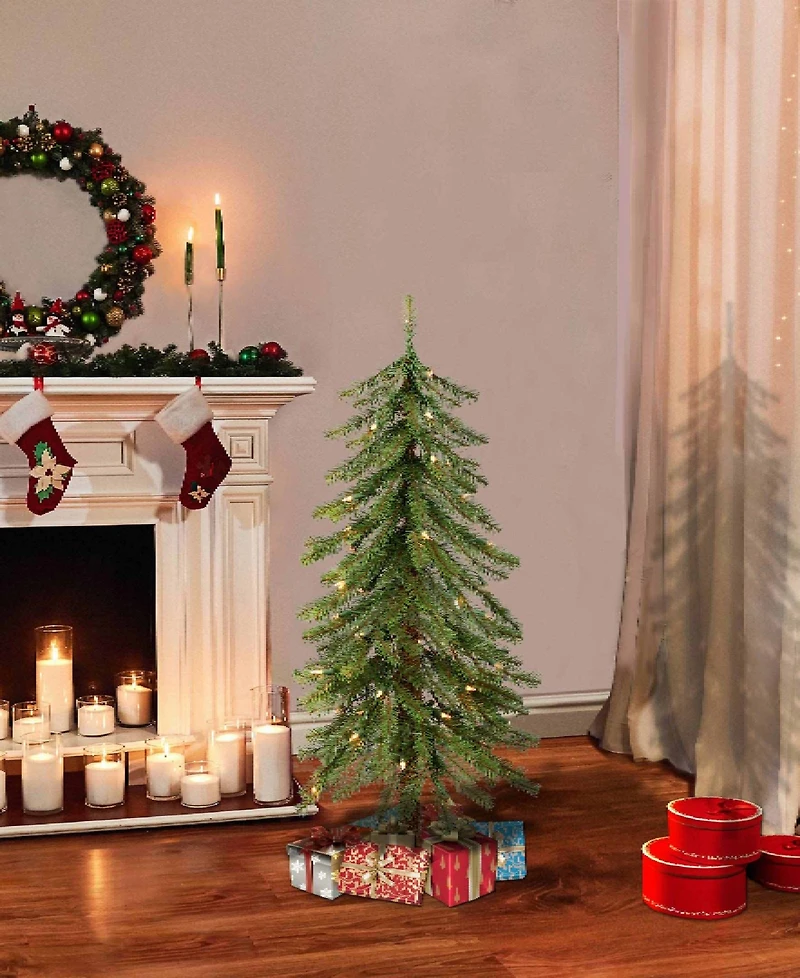 Puleo Pre-Lit Alpine Artificial Christmas Tree with 50 Lights, 3'