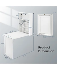 Wall Mounted Fold-Out Convertible Floating Desk Space Saver