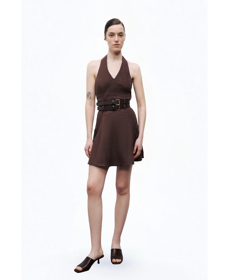 Nocturne Women's Double Belt Detailed Mini Dress