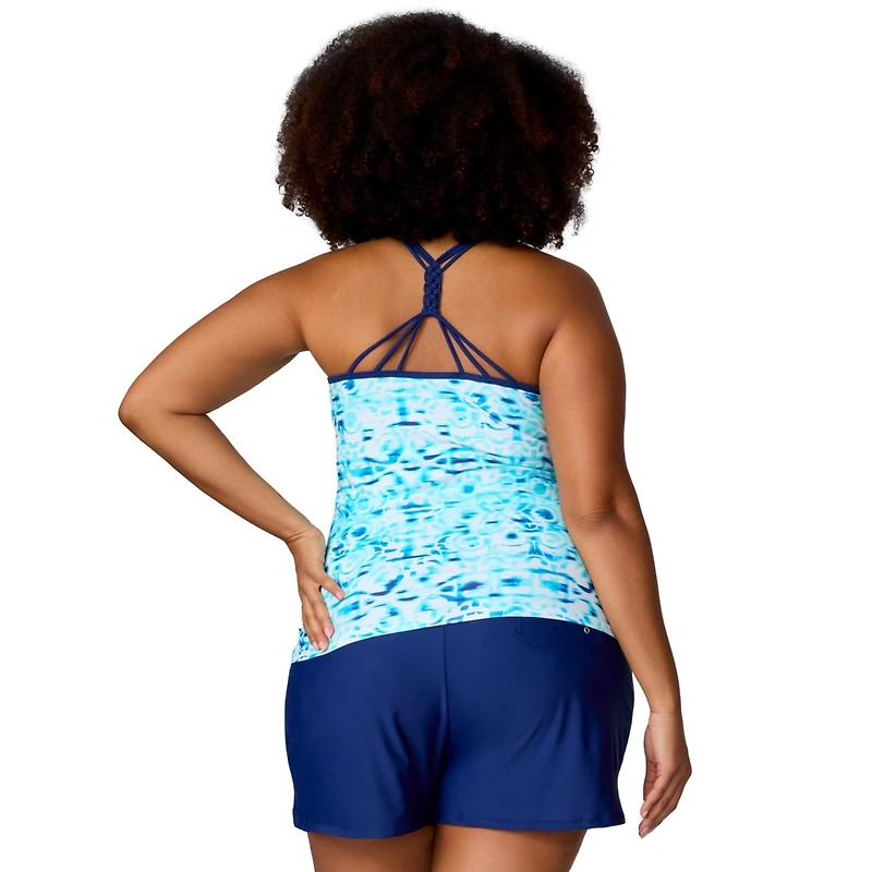 Free Country Plus Size Macrame Back Tankini Top