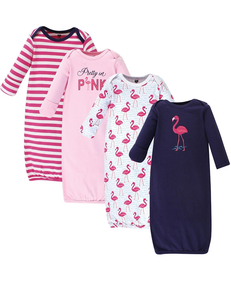 Hudson Baby Girls 4Pk Interlock Gowns