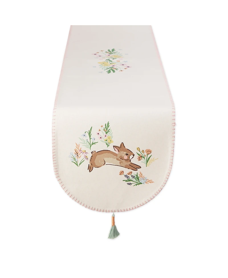 Design Imports Spring Bunny Embellished Cotton Reversible Table Runner, 14"x72"