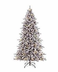 Puleo 7.5FT Pre-lit Flocked Birmingham Fir Artificial Christmas Tree