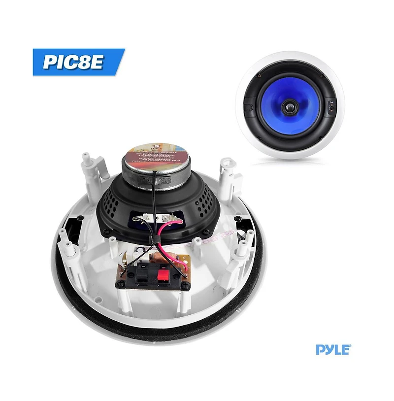 Pyle PIC8E 8" In-Wall/In-Ceiling Dual 2-Way Stereo Speakers - 300W, Pair