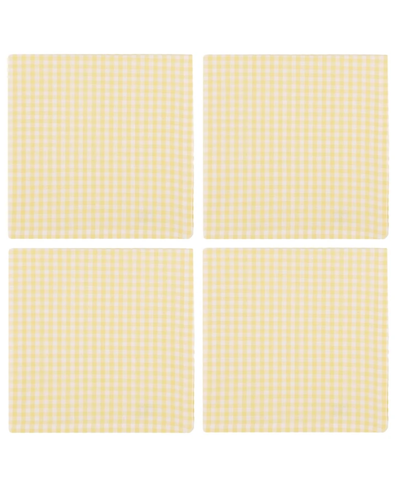Design Imports Sundress Yellow Gingham Cotton Napkins, Set of 4