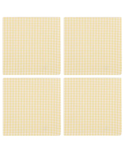 Design Imports Sundress Yellow Gingham Cotton Napkins, Set of 4