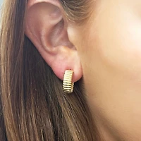 The Lovery Fluted Gold C-Hoop Earrings 14K Gold