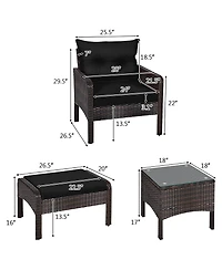 Gymax 5PCS Patio Set Sectional Rattan Wicker Furniture Set w/ Cushion