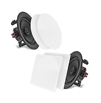 Pyle PDIC86 8" In-Wall/In-Ceiling 2-Way Stereo Speakers - Flush Mount, 250W, White, Pair