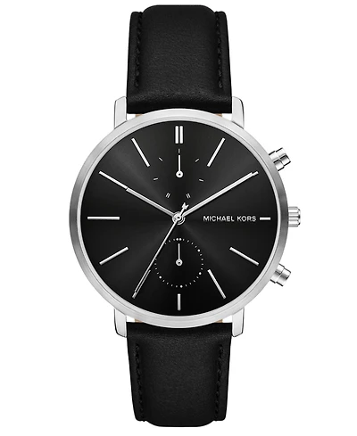 Michael Kors Men's Blake Multifunction Black Leather Watch, 42mm