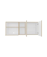 Sidman Wall Cabinet, 2 Doors, 4 Shelves, White / Natural Oak