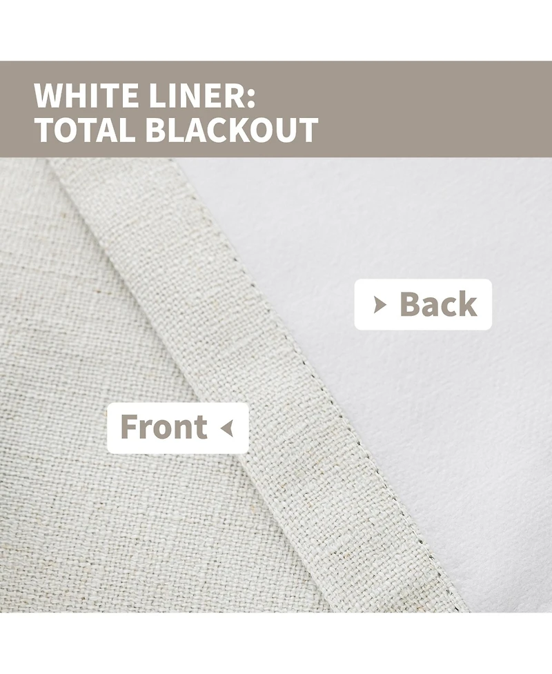 100% Blackout Linen Blend Texture Grommet Curtain Pair(2 Panels