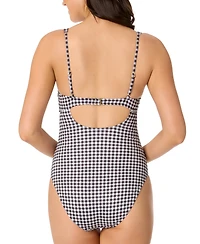 Salt + Cove Juniors' Cutout Plaid One-Piece Swimsuit, Exclusively at Macy's