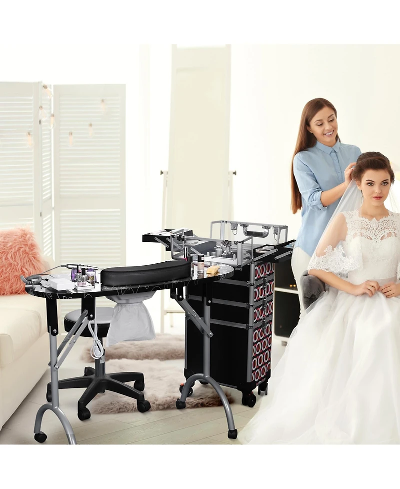 Byootique Folding Manicure Nail Table 4in1 Rolling Makeup Train Case Cb Dusk