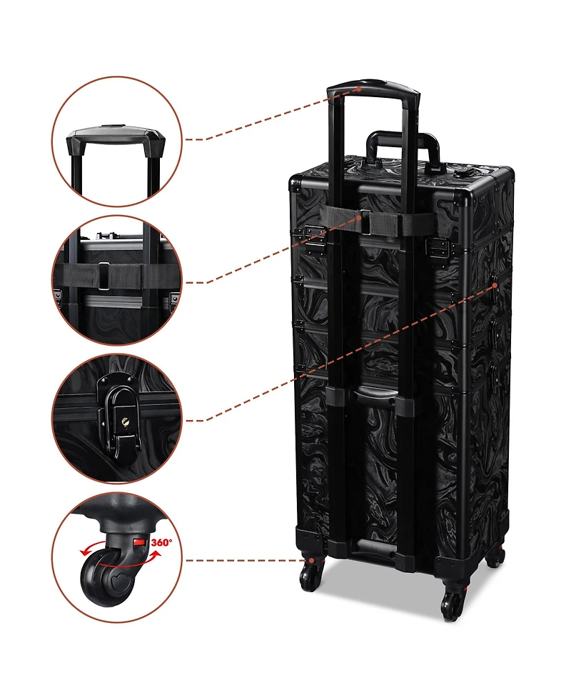 Byootique Folding Manicure Nail Table 4in1 Rolling Makeup Train Case Cb Dusk