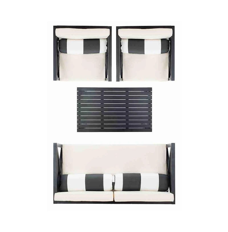 Nunzio 4 Pc Outdoor Set With Accent Pillows