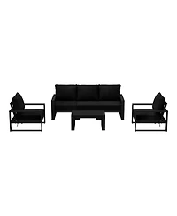 6-Piece Modern Hdpe Outdoor Patio Furniture Sofa Conversation Set with Coffee Table
