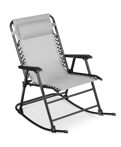 Best Choice Products Folding Outdoor Zero Gravity Rocking Lounge Chair w/ Headrest Pillow