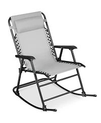 Best Choice Products Folding Outdoor Zero Gravity Rocking Lounge Chair w/ Headrest Pillow