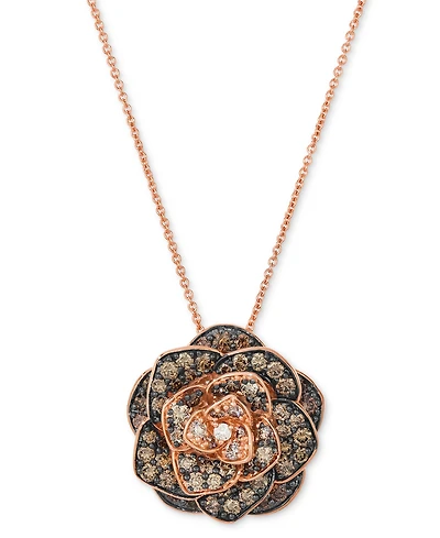 Le Vian Chocolate Ombre Diamond Rose Adjustable 20" Pendant Necklace (1-1/2 ct. t.w.) in 14k Rose Gold