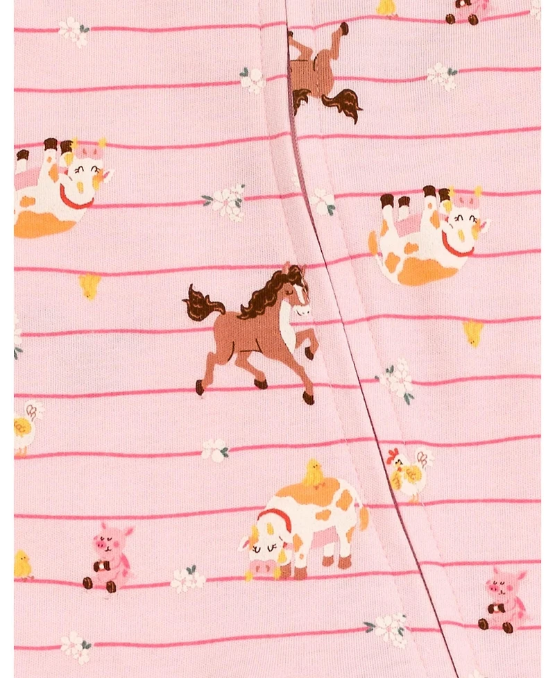 John Deere Baby Girls Animals Ribbed Zip Up Sleep N' Play Coverall