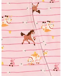 John Deere Baby Girls Animals Ribbed Zip Up Sleep N' Play Coverall